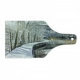 thumbnail image 1 of Winter Cutting Board, Real Image of a Snow Covered Boardwalk in Forest with Lake Reflections, Decorative Tempered Glass Cutting and Serving Board, in 3 Sizes, by Ambesonne, 1 of 2