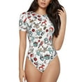 thumbnail image 1 of Balery Christmas Elements Body de cuello redondo de manga corta para mujer Tops de manga corta Tops básicos-XX-Large, 1 of 7