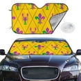 thumbnail image 2 of Kdxio Mardi Gras Crayfish and Fleur de lis Print Windshield Sun Shade,UV Rays and Sun Heat Protection,Sunshade for Car Windshield,Car Shade Front Windshield - Medium, 2 of 6