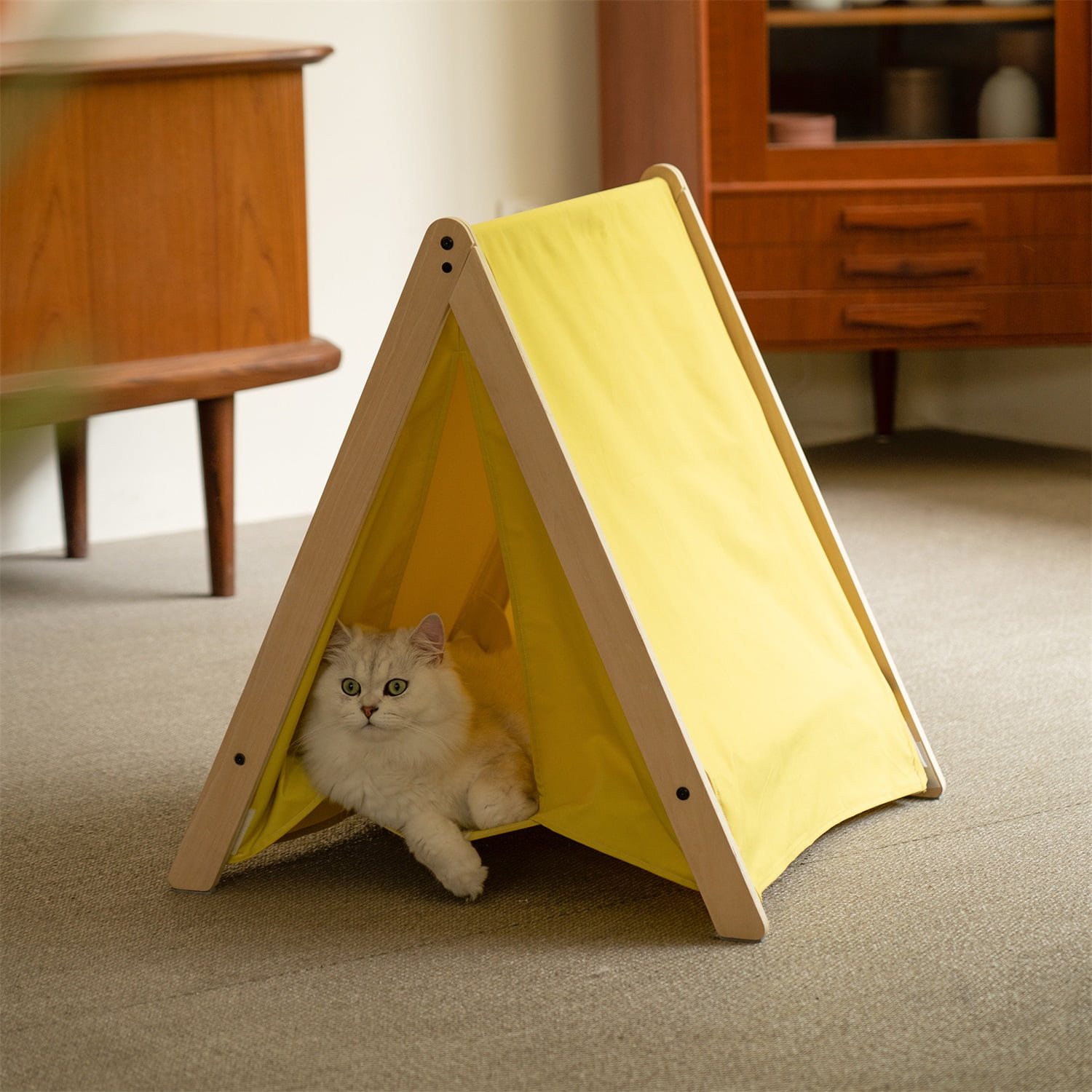 Pefilos 24" Pet Tent Cat Nest Cute, Cat Tent for Indoor Cats, Wooden Cat House for small Pets Cat Beds in Pet Supplies Cat Teepee Shelter Cat Condo Modern,Yellow Pefilos 24" Pet Tent Cat Nest Cute, Cat Tent for Indoor Cats, Wooden Cat House for small Pets Cat Beds in Pet Supplies Cat Teepee Shelter Cat Condo Modern,Yellow