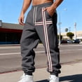 thumbnail image 5 of Yusimy Men's Solid Striped Vintage Fleece Sweatpants - Heavyweight Drawstring Pocket Loose Athletic Trousers, 5 of 8
