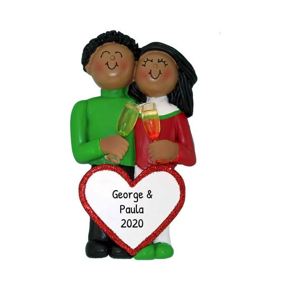 Ornaments by Elves Personalized African-American Couple Anniversary Christmas Ornament 2024 for Tree