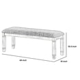 thumbnail image 5 of Benjara Fabric Upholstered Padded Bench with Tapered Feet- Antique White & Gray, 5 of 6