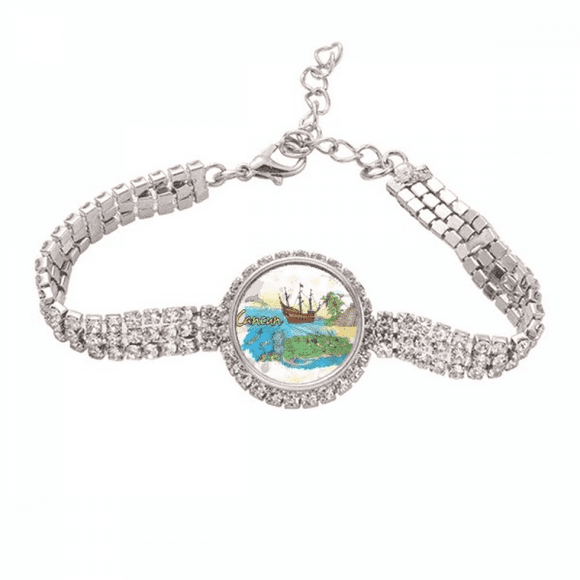 Cancun Mexico Island Mayan Temple Tennis Chain Anklet Bracelet Diamond Jewelry