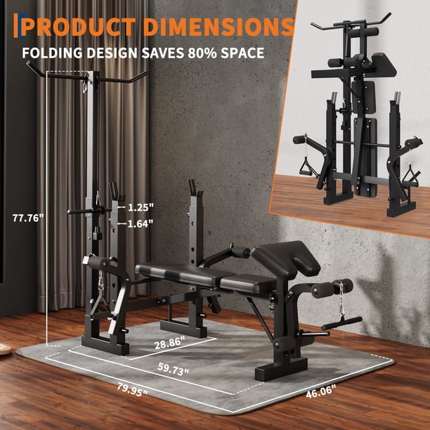 7-in-1 Multifunctional Foldable Weight Bench with Leg Extension