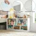 thumbnail image 4 of Kids Toy Storage Organizer, 5-Section Storage Cabinet for Organizing Books Toys, Wooden Bookshelf Daycare Furniture for School, Classroom Playroom, Nursery, Kindergarten (Gray), 4 of 6