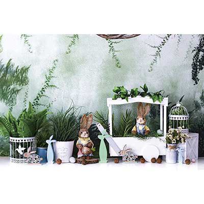 Happy Easter Background Photography Colorful Eggs Castle Wood Plank Photocall Backdrop Childr Studio Photocall Props