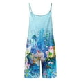 thumbnail image 3 of Romper Shorts Jumpsuit For Women Women's Casual Jumpsuit Summer Sleeveless Jumpsuit Loose Shorts Jumpsuit Belt Pocket Blue M, 3 of 4
