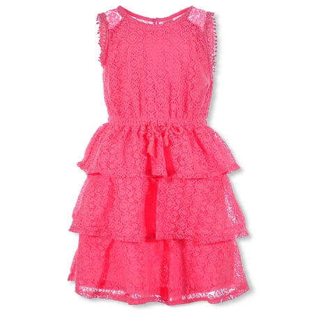

Real Love Girls Tiered Laser-Cut Lace Dress - pink 4t (Toddler)