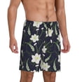 thumbnail image 2 of Pofeuu Lilies Flowers Print Men's Soft Woven Elastic Waistband Sleep Pajama Short-4X-Large, 2 of 6