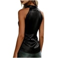thumbnail image 6 of Mifsaly Silk Tank Tops for Women Elegant Sleeveless Button Down Shirts Soft Comfortable Business Casual Office Work Top Black,XXL, 6 of 6