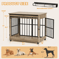 thumbnail image 2 of Aukfa 42.1-Inch Large Dog Crate Furniture, Indoor Dog Kennel Decorative Pet Cage End Table, Lift-Up Door, Curtain & Wheels,Greige, 2 of 9