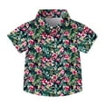 thumbnail image 2 of Tdoqot Boys Hawaiian Shirts with Pocket- Summer Casual Short Sleeve Button Down Kids Beach Shirts Vacation Clothes Green Size 12, 2 of 7