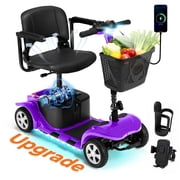 Arshin Improve 4 Wheel Mobility Scooter for Seniors,Foldable Powered Mobile Wheelchair for Adult 300lbs,Purple