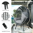 thumbnail image 3 of TQKVIPI Oversized Wicker Egg Chair Outdoor Indoor,Patio Lounge Chair with Thicken Cushions & Durable Steel Frame, Egg Basket Chair 500lbs Capacity for Garden, Backyard, Porch,Bedroom (Grey-Plaid), 3 of 7