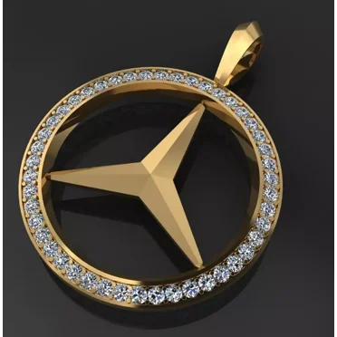 1.00 CTW Round VVS1 Moissanite Mercedes Pendant in 14K Yellow Gold Plate