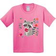 thumbnail image 3 of Inktastic Woodland Raccoon Spring Flowers Youth T-Shirt, 3 of 5