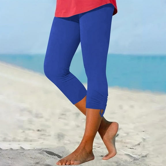 Delliss Capri Leggings for Women Summer Workout Soft Sports Gym Yoga Drawstring Pants Tights