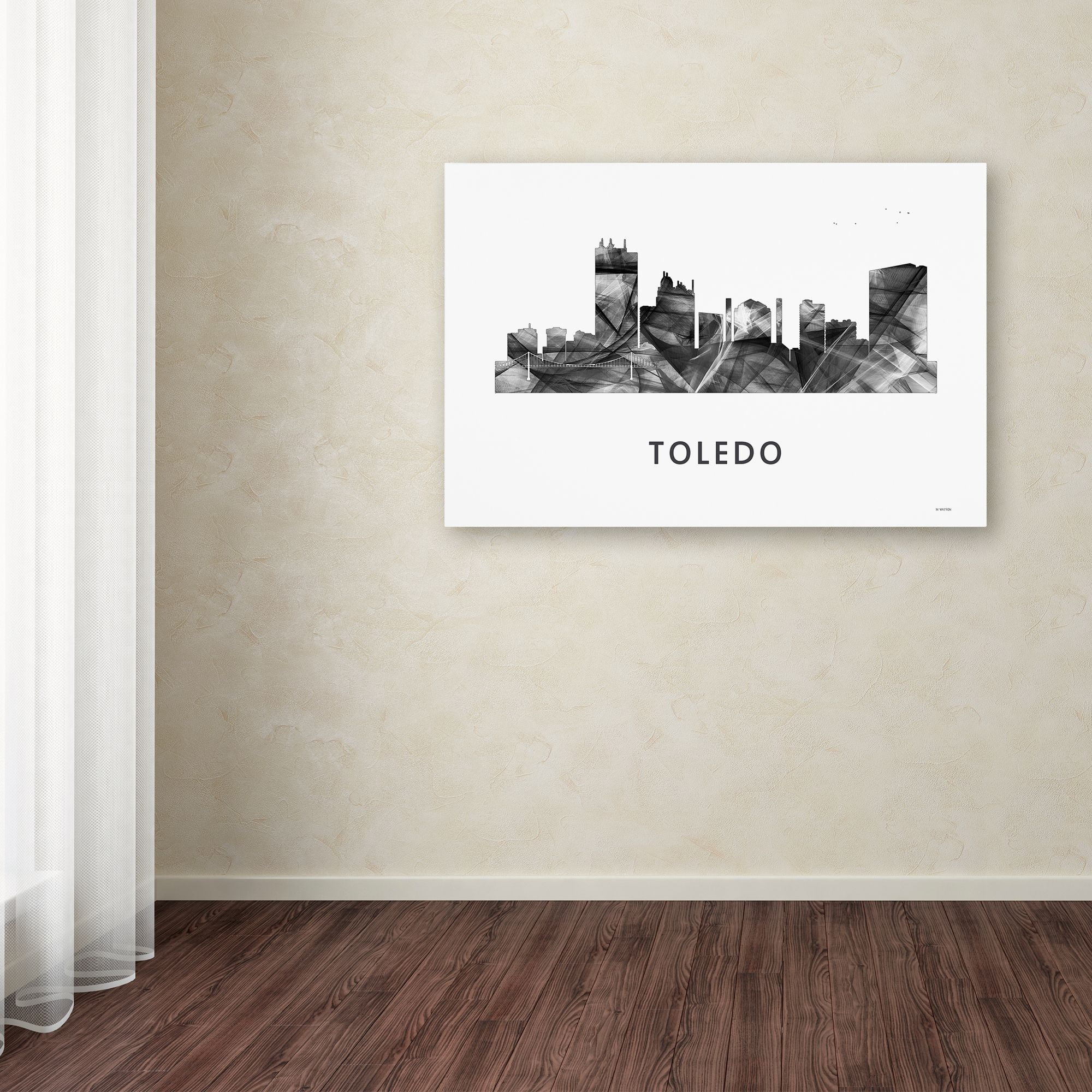 Toledo Skyline WB-BW' Canvas Art by Marlene Watson