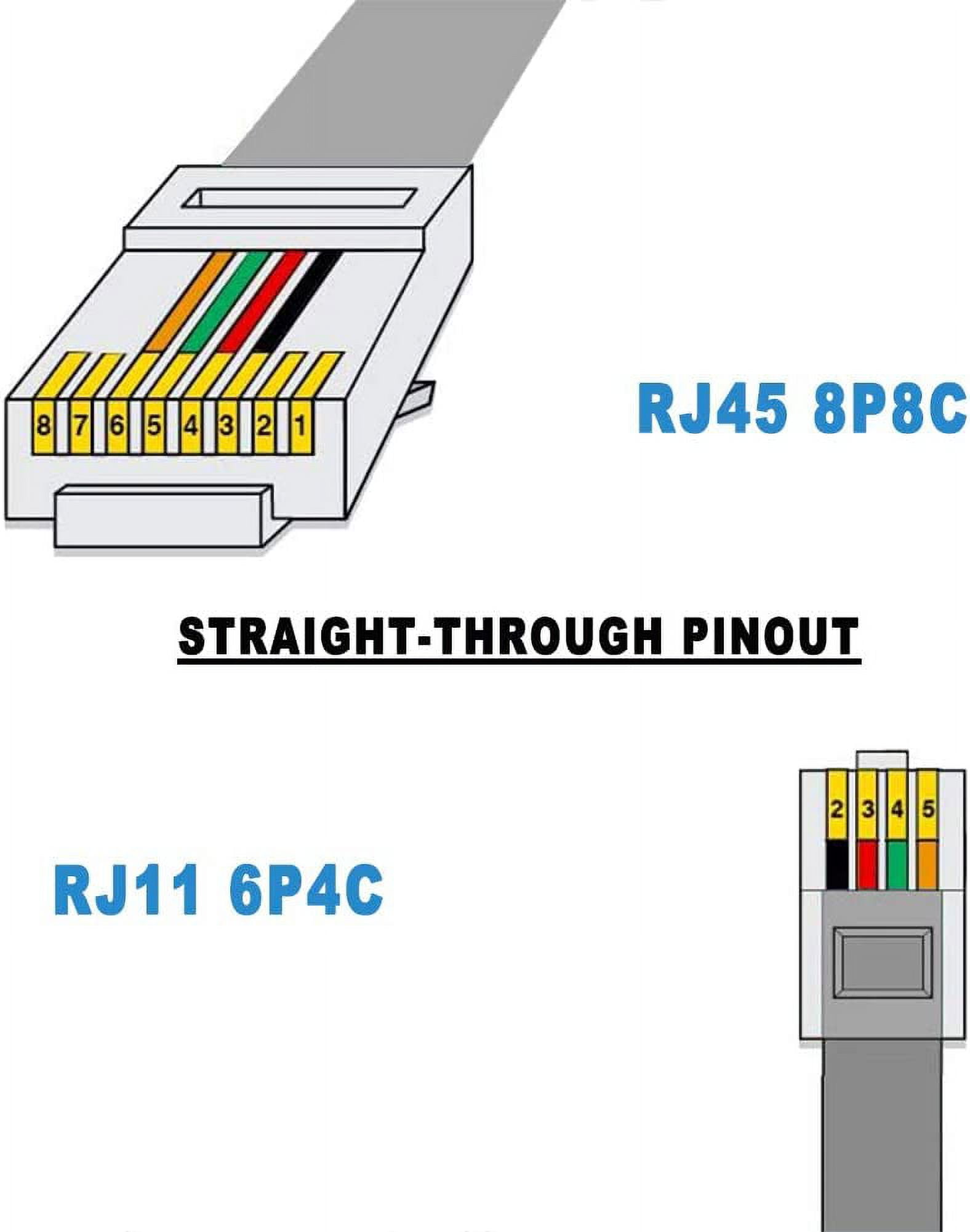 Customized RJ11 6P4C To RJ45 8P6C Telephone Adapter Cable