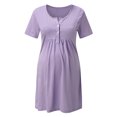thumbnail image 1 of Vedolay Spring Maternity Dress Women's Wrap Maternity Dress Empire Waist Knee Length Midi Dress with Belt Baby Shower or Casual Wear,Purple M, 1 of 3