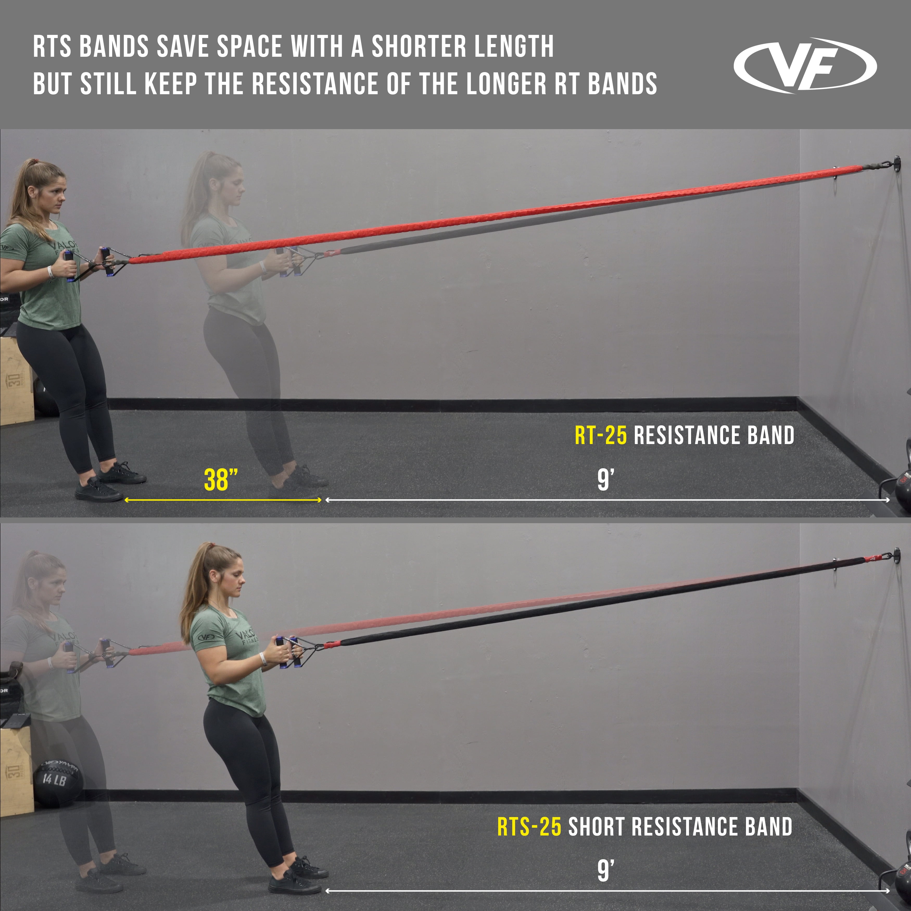 Valor Fitness Resistance Bands – Includes 2 Bands – 20 lb., 25 lb. – Carabiners Attached – 2 Handles per Band – Sheath Covered - Mobility Exercise Strength Training