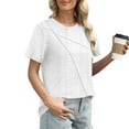 thumbnail image 6 of Plebaso Women's Summer Tops Eyelet Short Sleeve Casual Tunic Shirts Loose Dressy Blouses Basic Tee, 6 of 7
