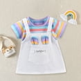 thumbnail image 1 of toraway Robes Mignonnes pour Girls 12-14 Été Blanc Nouvelle Robe Rayée Arc-en-Ciel Manches Courtes Col Rond Mignon Dessin Animé Mode Fille 4-5 Ans, 1 of 4