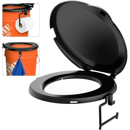 Portable Toilet Seat for 5 Gal Buckets, Camping Toilet Seat with Lid for Adults, Snap-on Toilet Seat for Outdoor, Camping, Hiking, Emergency, Car, Boat