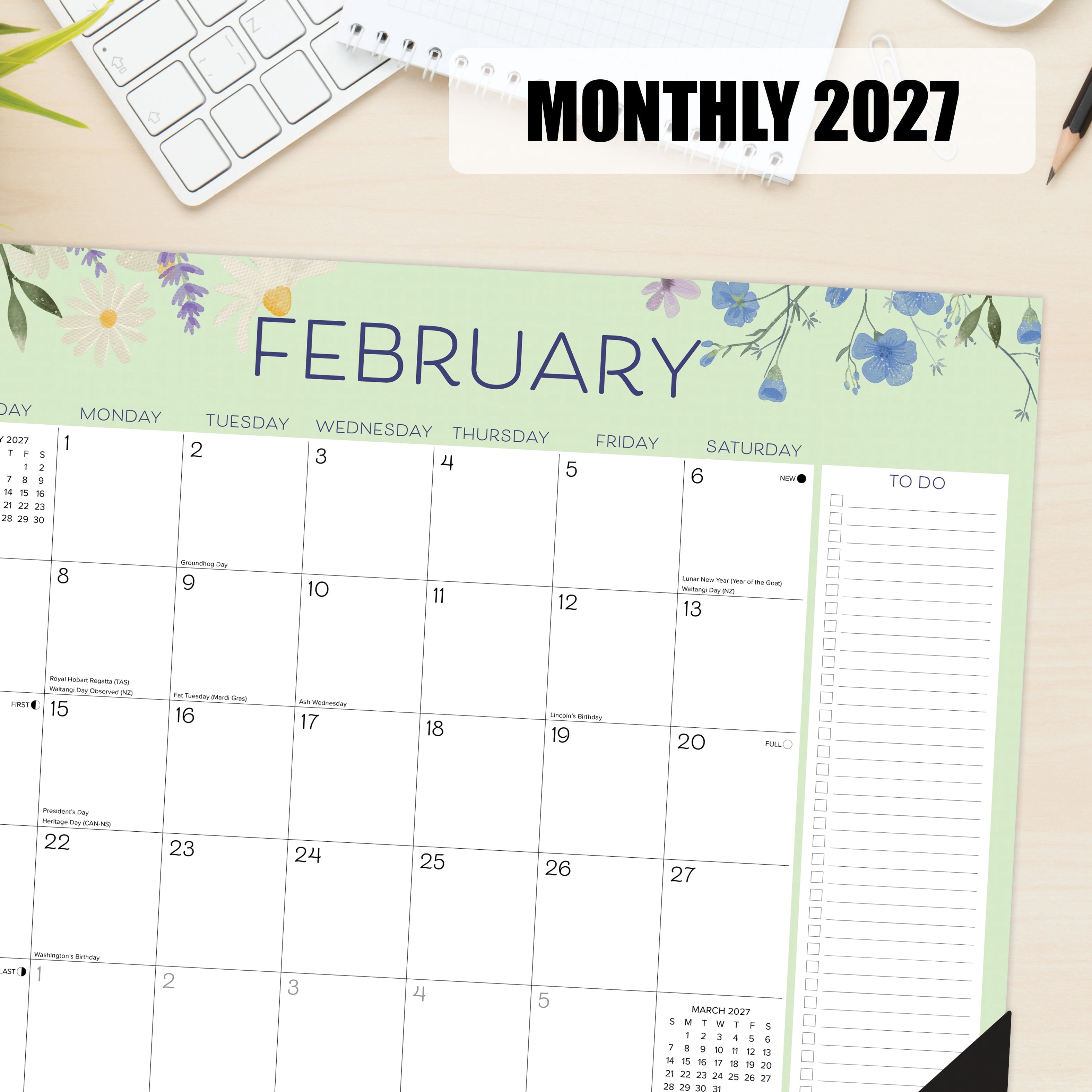 Willow Creek Press Wildflowers 2027 22" x 17" Large Monthly Deskpad (66652)