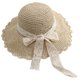 thumbnail image 1 of 1 sombrero de paja con lazo de encaje para verano y playa (cinturón de encaje desmontable), 1 of 5