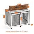 thumbnail image 5 of Ostreici 44" Anti-Bite Furniture Style Dog Crate Sliding Barn Door, Dog Kennel End Table w/ Wheels, 5 of 13