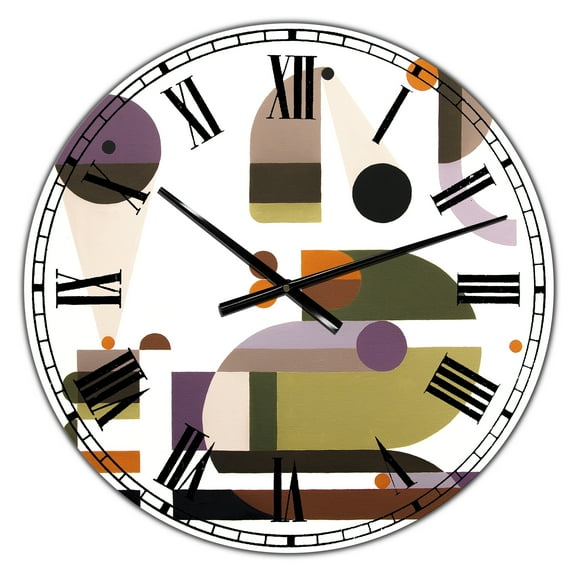 Designart Oversized Multicolor Analog Round Mid-Century Modern Wall Clocks, CLM25095-C23