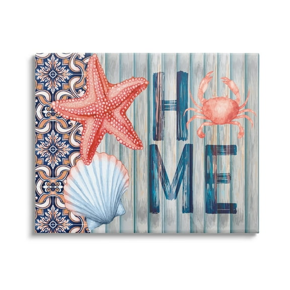Stupell Patterned Home Nautical Sea Life Landscape Painting Gallery Wrapped Canvas Print Wall Art