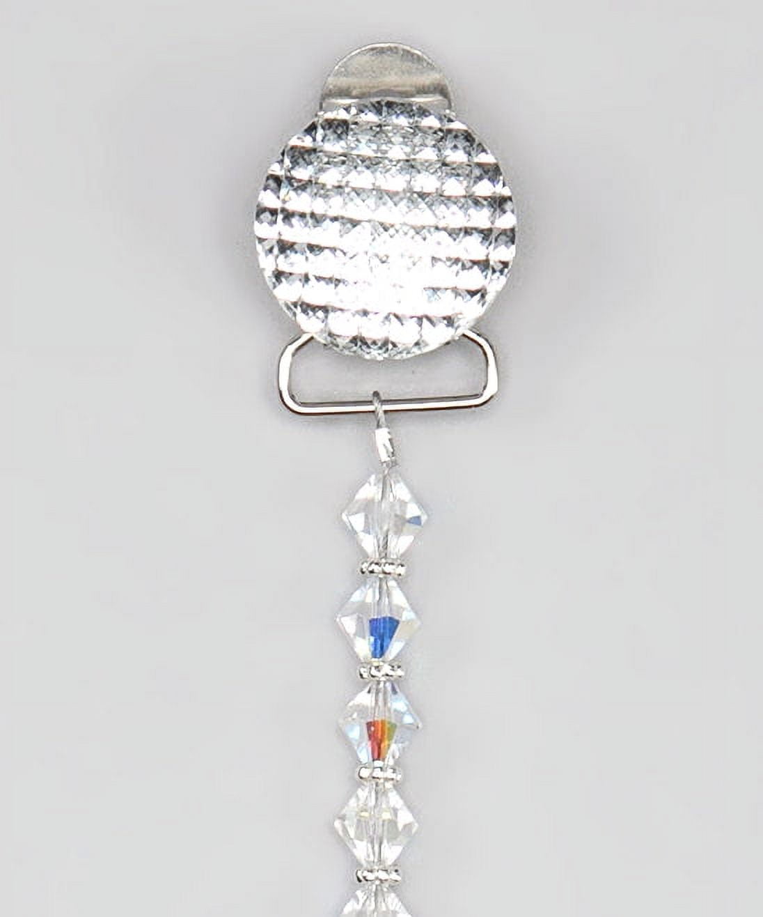 Quilted Swarovski Crystal with Swarovski Crystals and Sterling Silver Daisy Spacers Pacifier Clip