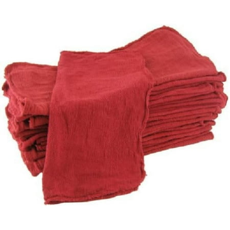 GHP 250-Pcs Red 100% Cotton Osnaburg Fabric Industrial Shop Rag Cleaning