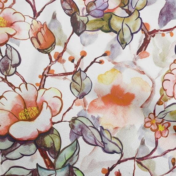 oneOone Silk Tabby Orange Fabric Florals Fabric For Sewing Printed Craft Fabric By The Yard 42 Inch Wide