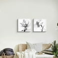 thumbnail image 2 of 2 Panel Black And White Canvas Wall Art White Flower Rose Nordic Canvas Prints Painting Wall Decor for Living Room Wooden Framed Home Decorations - 12"x12" (White Flower, 12 x 12 2pcs), 2 of 4