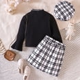 thumbnail image 5 of Youmylove Fashion Dresses For Girls Toddler Baby Autumn Outfit Long Sleeve Shirt Tops+Plaid Belt Skirt + Beret 3Pcs Spring Winter Clothing, 5 of 9