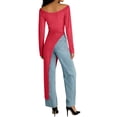 thumbnail image 5 of THDHVS Long Sleeve Dress for Women,Womens Dresses,Solid Color Long Sleeve T Shirt Dress with Asymmetric Hem for Yoga or Casual Red, 5 of 6