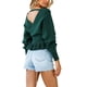 thumbnail image 2 of Txlixc Prendas de Punto de Estilo Suelto para Mujer, Jersey de Dobladillo con Volantes de Manga Larga con Cuello en V Profundo de Color Sólido Txlixc Moda, 2 of 7