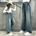 thumbnail image 2 of Baggy Jeans for Teen Girls Cute Ripped Y2K High Waist Wide Leg Bell Bottom Denim Pants Trendy Cargo Pants with Multi Pockets, 2 of 9