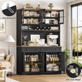 thumbnail image 5 of Hiphuta 75"Tall Kitchen Pantry Storage Cabinet with Power Outlet, Large Pantry Cabinet with Microwave Stand, Modern Freestanding Cupboard Hutch for Home Dinning Room, Black, 5 of 7