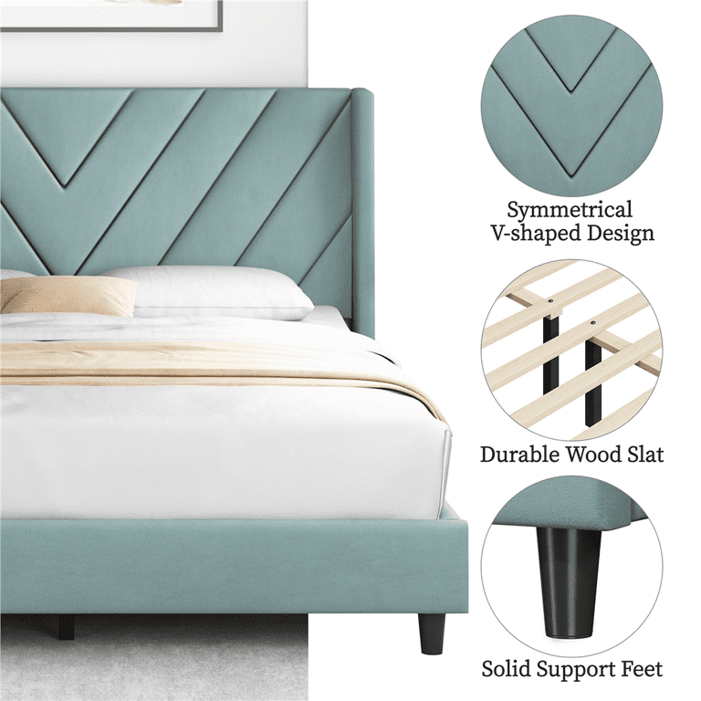 Renwick Queen Upholstered Platform Bed, Blue Lake photo 4