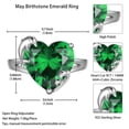 thumbnail image 4 of Juwaliy Women Heart Ring 925 Sterling Silver Dolphin May Birthstone Emerald Green Solitaire Ring Jewelry Birthday Mother's Day Gift, 4 of 10