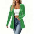 thumbnail image 4 of Yyeselk Women Open Front Velour Cardigan Coat Long Sleeve Button Down Tunic Blazer Cardigans Slim Fit Trendy Elegant Outerwear Green L, 4 of 6