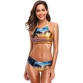 thumbnail image 2 of Dreamtimes Palm Tree Sunset On Beach Swimsuits Padded Bikini Sets Sexy Swimwear for Women, X-Large, 2 of 7