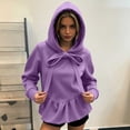 thumbnail image 6 of TEAJOPSUU Women's Ruffle Hem Hoodies Long Sleeve Bow Drawstring Hooded Sweatshirts Casual Pullover Fall Sweatshirts Purple, 6 of 6
