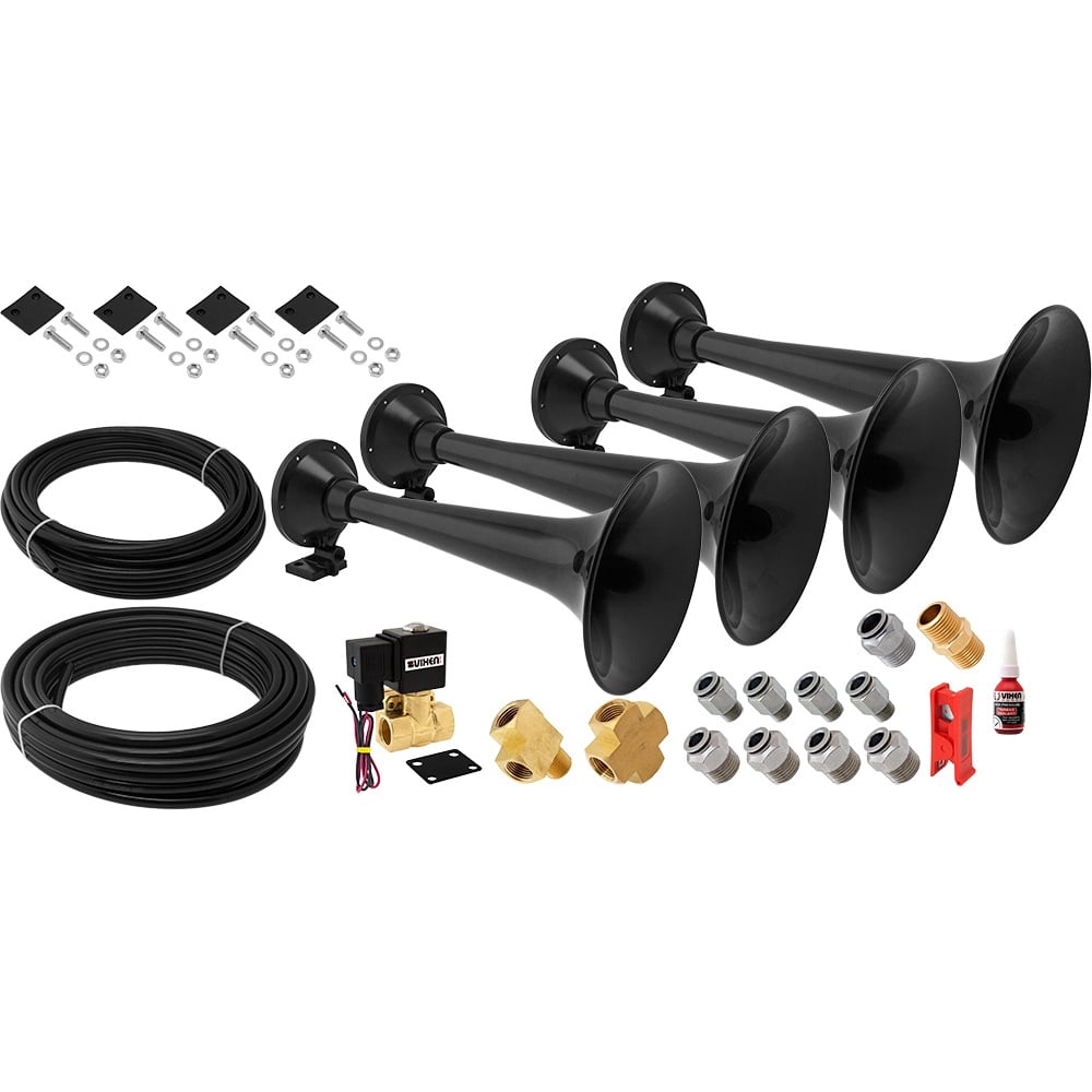 Vixen Horns Train Horn for Truck/Car. Heavy Duty ABS 4 Air Horn Black
