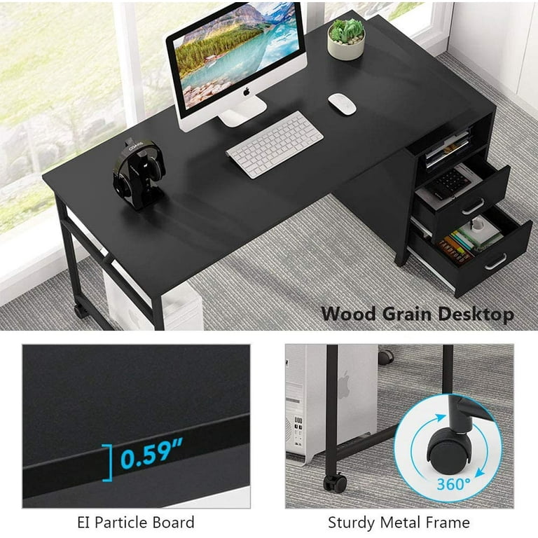 Tribesigns Computer Desk with 5 Drawers, Home Office Desks with Reversible  Drawer Cabinet Printer Stand, Industrial PC Desk with Storage, Rustic Study  Writing Table Workstation for Small Spaces - Yahoo Shopping